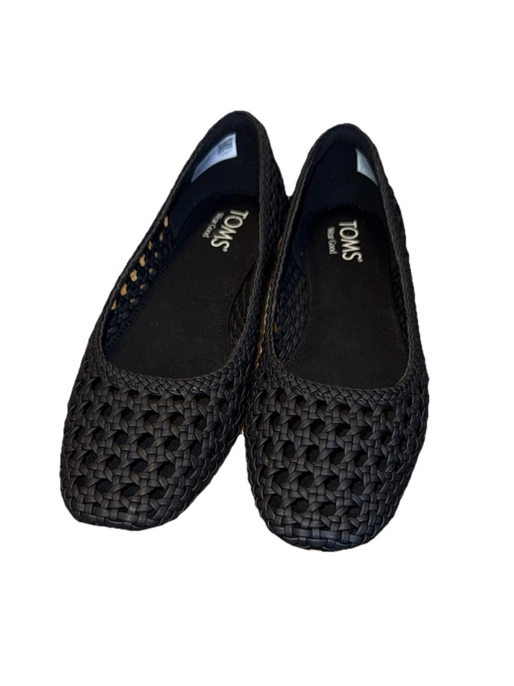 TOMS Black Woven Slip-On Flats